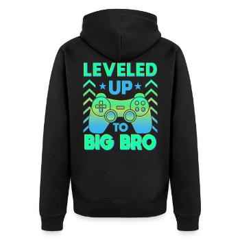 Ich werde großer Bruder Geschenk Schwangerschaft - Unisex Premium Bio Zip Hoodie - Schwarz - Hinten - Nico (187cm)
