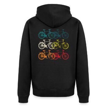 Fahrrad Liebhaber Radfahrer Radsportler Geschenk - Unisex Premium Bio Zip Hoodie - Schwarz - Hinten - Nico (187cm)