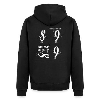 9 supérieur à 8 pour un cadeau de professeur de mathématiques - Veste à capuche bio Premium Unisexe - noir - Dos - Nico (187cm)