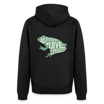 Frog. frog. - Unisex Premium Organic Zip Hoodie - black - Back - Nico (187cm)