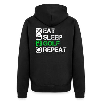 Golf Golfer Golfplatz Golfball - Unisex Premium Bio Zip Hoodie - Schwarz - Hinten - Nico (187cm)