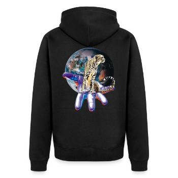 cheetah - Unisex Premium Organic Zip Hoodie - black - Back - Nico (187cm)