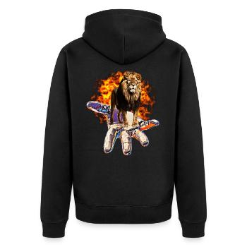 lion - Unisex Premium Organic Zip Hoodie - black - Back - Nico (187cm)