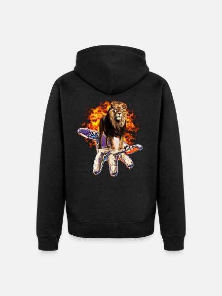 lion - Unisex Premium Organic Zip Hoodie - black