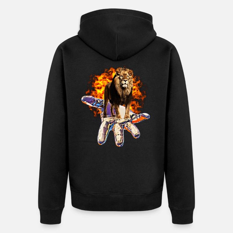 Löwe - Unisex Premium Bio Zip Hoodie - Schwarz