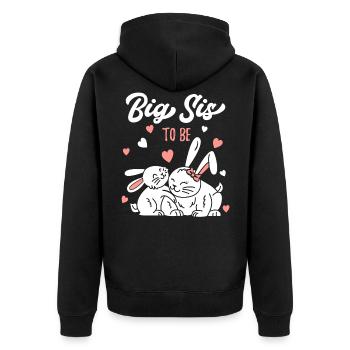 Ich werde grosse Schwester / bald grosse Schwester - Unisex Premium Bio Zip Hoodie - Schwarz - Hinten - Nico (187cm)
