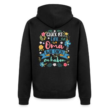 Oma Urgroßmutter schönes Geschenk - Unisex Premium Bio Zip Hoodie - Schwarz - Hinten - Nico (187cm)