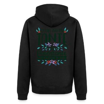 Patentante Tante Geschenke - Unisex Premium Bio Zip Hoodie - Schwarz - Hinten - Nico (187cm)