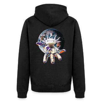Axolotl - Unisex Premium Bio Zip Hoodie - Schwarz - Hinten - Nico (187cm)