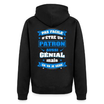 PATRON GÉNIAL - Veste à capuche bio Premium Unisexe - noir - Dos - Nico (187cm)