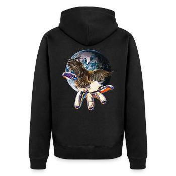 Adler - Unisex Premium Bio Zip Hoodie - Schwarz - Hinten - Nico (187cm)