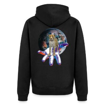 Cheetah - Unisex Premium Organic Zip Hoodie - black - Back - Nico (187cm)