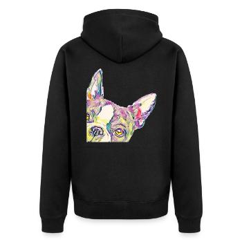 Bulldogge - Unisex Premium Bio Zip Hoodie - Schwarz - Hinten - Nico (187cm)