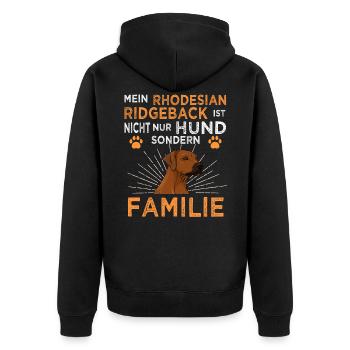 Rhodesian Ridgeback - Unisex Premium Bio Zip Hoodie - Schwarz - Hinten - Nico (187cm)