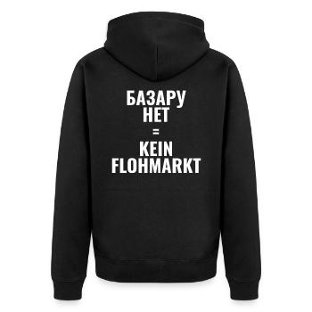 Russland Russisch Wortspiel БАЗАРУ НЕТ kyrillisch - Unisex Premium Bio Zip Hoodie - Schwarz - Hinten - Nico (187cm)