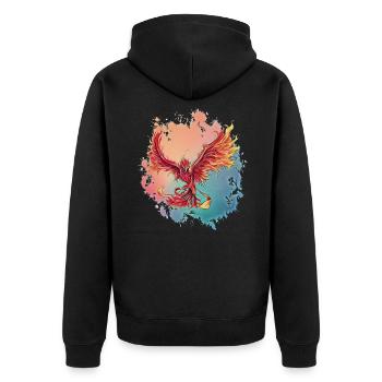 Phoenix - Unisex Premium Organic Zip Hoodie - black - Back - Nico (187cm)