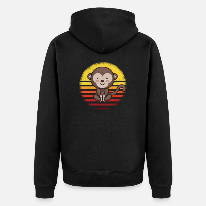 Süßes Äffchen Affe - Unisex Premium Bio Zip Hoodie - Schwarz
