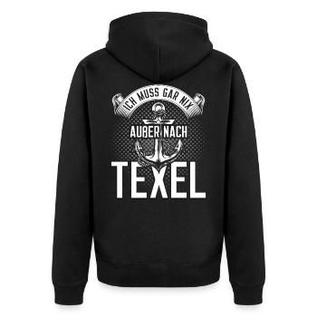 Texel Insel Anker Holland - Unisex Premium Bio Zip Hoodie - Schwarz - Hinten - Nico (187cm)