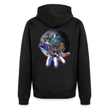 Ratten - Unisex Premium Bio Zip Hoodie - Schwarz - Hinten - Nico (187cm)