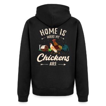 Poulet fermier poulet domestique poulet ferme drôle - Veste à capuche bio Premium Unisexe - noir - Dos - Nico (187cm)