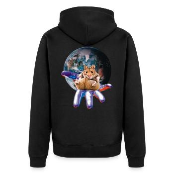 Hamster - Unisex Premium Bio Zip Hoodie - Schwarz - Hinten - Nico (187cm)