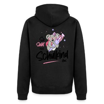 Schooling first class motif with koala - Unisex Premium Organic Zip Hoodie - black - Back - Nico (187cm)