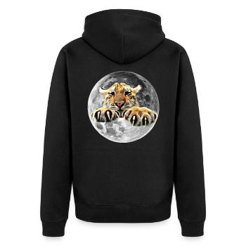 Tiger - Unisex Premium Bio Zip Hoodie - Schwarz - Hinten - Nico (187cm)