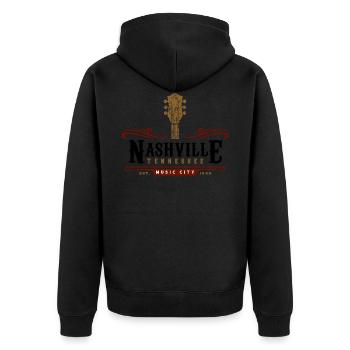 Nashville Tennessee Music City USA Geschenkidee - Unisex Premium Bio Zip Hoodie - Schwarz - Hinten - Nico (187cm)