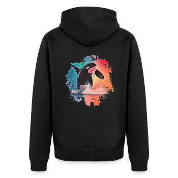 Orca - Unisex Premium Bio Zip Hoodie - Schwarz - Hinten - Nico (187cm)