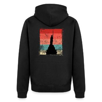 Detmold Hermannsdenkmal Retro Vintage Syle - Unisex Premium Bio Zip Hoodie - Schwarz - Hinten - Nico (187cm)