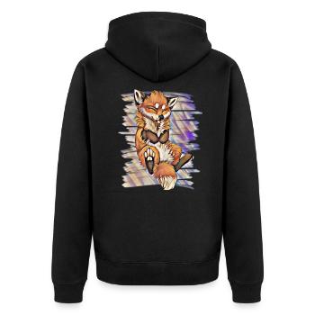 Fox - Unisex Premium Organic Zip Hoodie - black - Back - Nico (187cm)