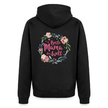 Beste Mutter Der Welt Muttertagsgeschenkidee - Unisex Premium Bio Zip Hoodie - Schwarz - Hinten - Nico (187cm)