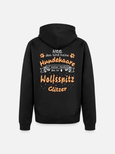Hundeglitzer Wolfsspitz - Unisex Premium Bio Zip Hoodie - Schwarz