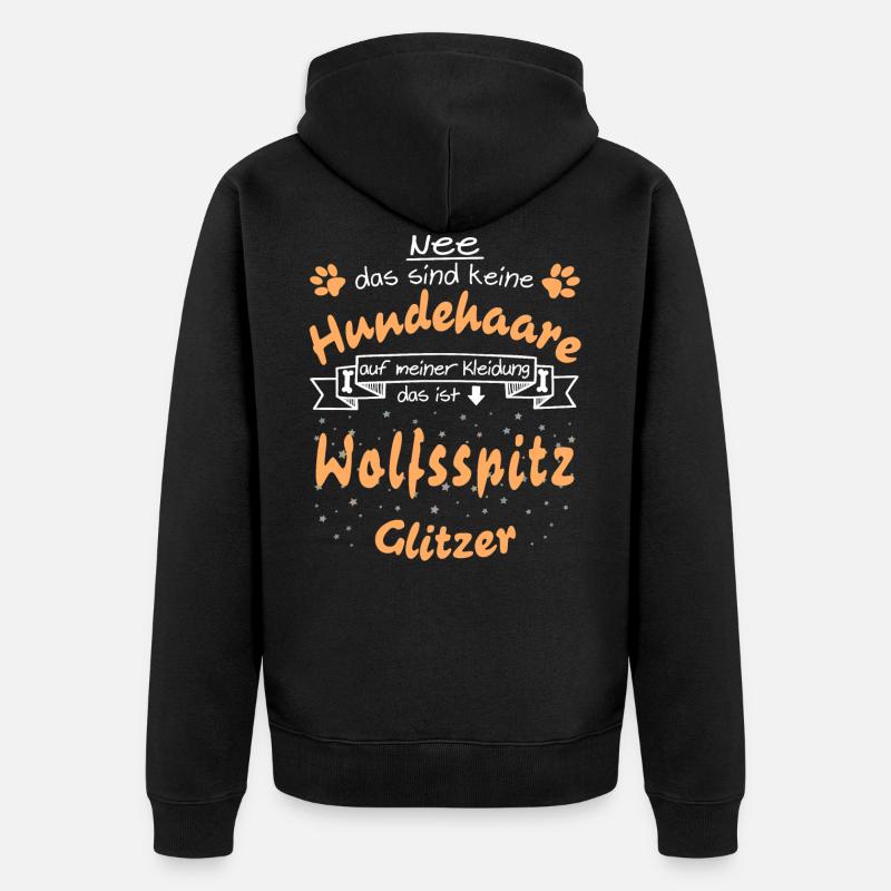 Hundeglitzer Wolfsspitz - Unisex Premium Bio Zip Hoodie - Schwarz