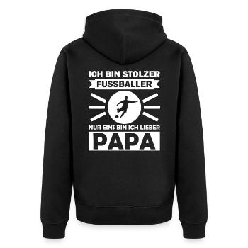 Geschenk Fussball Vater Lustiger Spruch - Unisex Premium Bio Zip Hoodie - Schwarz - Hinten - Nico (187cm)