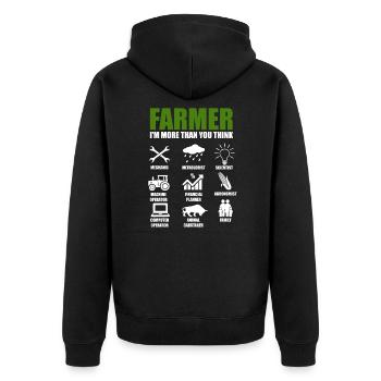 Farmer Farmer Farmer Tractor Farm Stable - Unisex Premium Organic Zip Hoodie - black - Back - Nico (187cm)