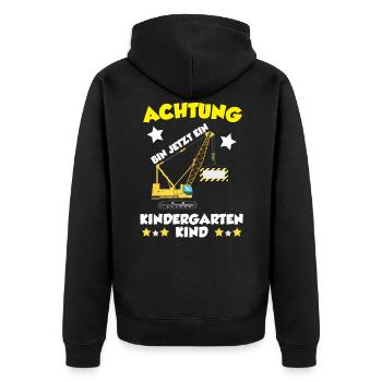 Ich Bin Jetzt Ein Kindergartenkind Müll Kran - Unisex Premium Bio Zip Hoodie - Schwarz - Hinten - Nico (187cm)