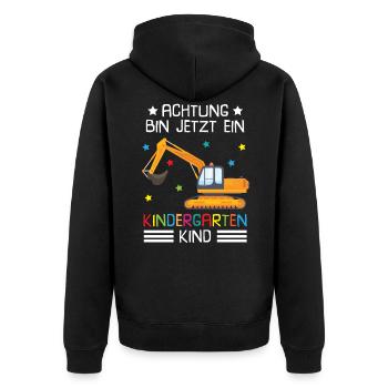 Ich Bin Jetzt Ein Kindergartenkind Bagger - Unisex Premium Bio Zip Hoodie - Schwarz - Hinten - Nico (187cm)
