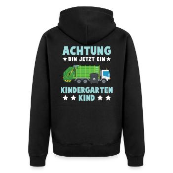 Ich Bin Jetzt Ein Kindergartenkind Müll Auto Mülla - Unisex Premium Bio Zip Hoodie - Schwarz - Hinten - Nico (187cm)