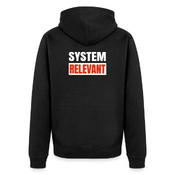 Systemrelevant System relevant - Unisex Premium Bio Zip Hoodie - Schwarz - Hinten - Nico (187cm)