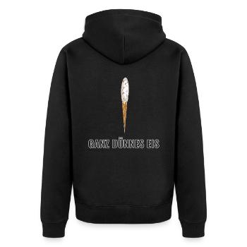 ganz dünnes Eis zweideutiger Wortwitz memes - Unisex Premium Bio Zip Hoodie - Schwarz - Hinten - Nico (187cm)