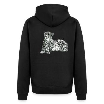 Gepard - Unisex Premium Bio Zip Hoodie - Schwarz - Hinten - Nico (187cm)