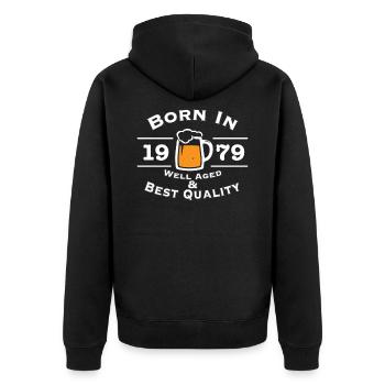 Born in 1979 Millésime - Veste à capuche bio Premium Unisexe - noir - Dos - Nico (187cm)