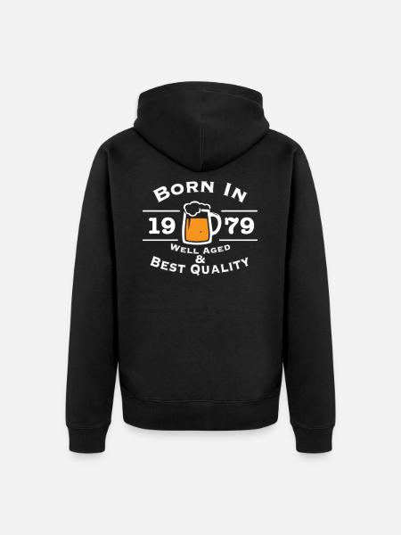 Born in 1979 Jahrgang - Unisex Premium Bio Zip Hoodie - Schwarz