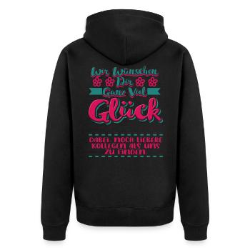 Abschied Arbeitskollegin Geschenk - Unisex Premium Bio Zip Hoodie - Schwarz - Hinten - Nico (187cm)