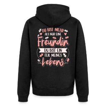 Beste Freundin Geschenke Beste Freundinnen - Unisex Premium Bio Zip Hoodie - Schwarz - Hinten - Nico (187cm)