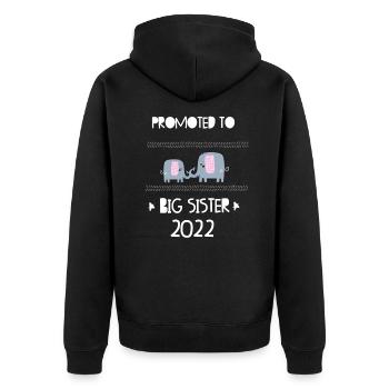 Große Schwester 2022 - Schwangerschaft ankündigen - Unisex Premium Bio Zip Hoodie - Schwarz - Hinten - Nico (187cm)