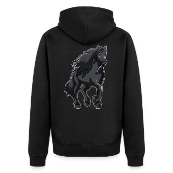 Friesenpferd Pferdeliebhaber Geschenk - Unisex Premium Bio Zip Hoodie - Schwarz - Hinten - Nico (187cm)