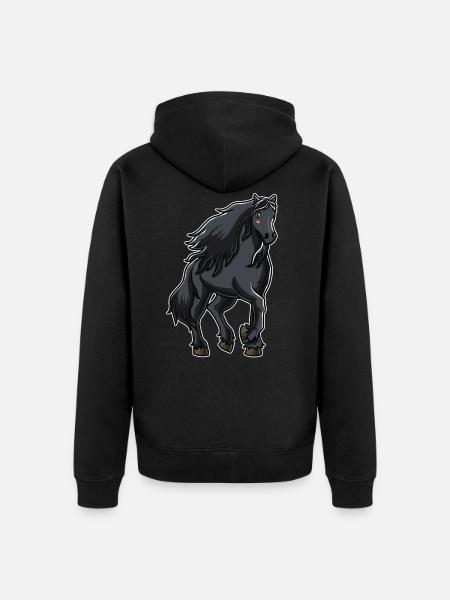 Friesenpferd Pferdeliebhaber Geschenk - Unisex Premium Bio Zip Hoodie - Schwarz