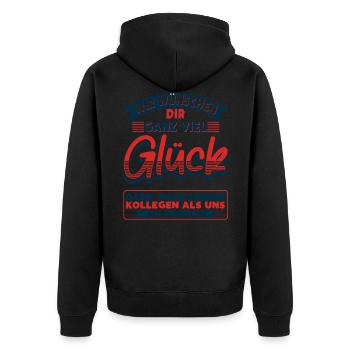 Abschied Arbeitskollegin Geschenk - Unisex Premium Bio Zip Hoodie - Schwarz - Hinten - Nico (187cm)